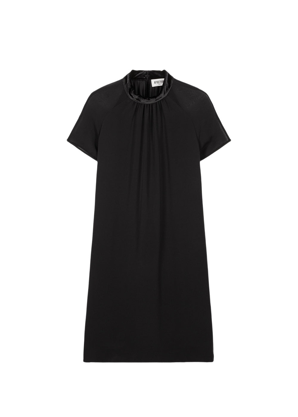 Robe à manches voilées en soie - Noir