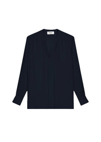 Chemisier col V en soie - Marine