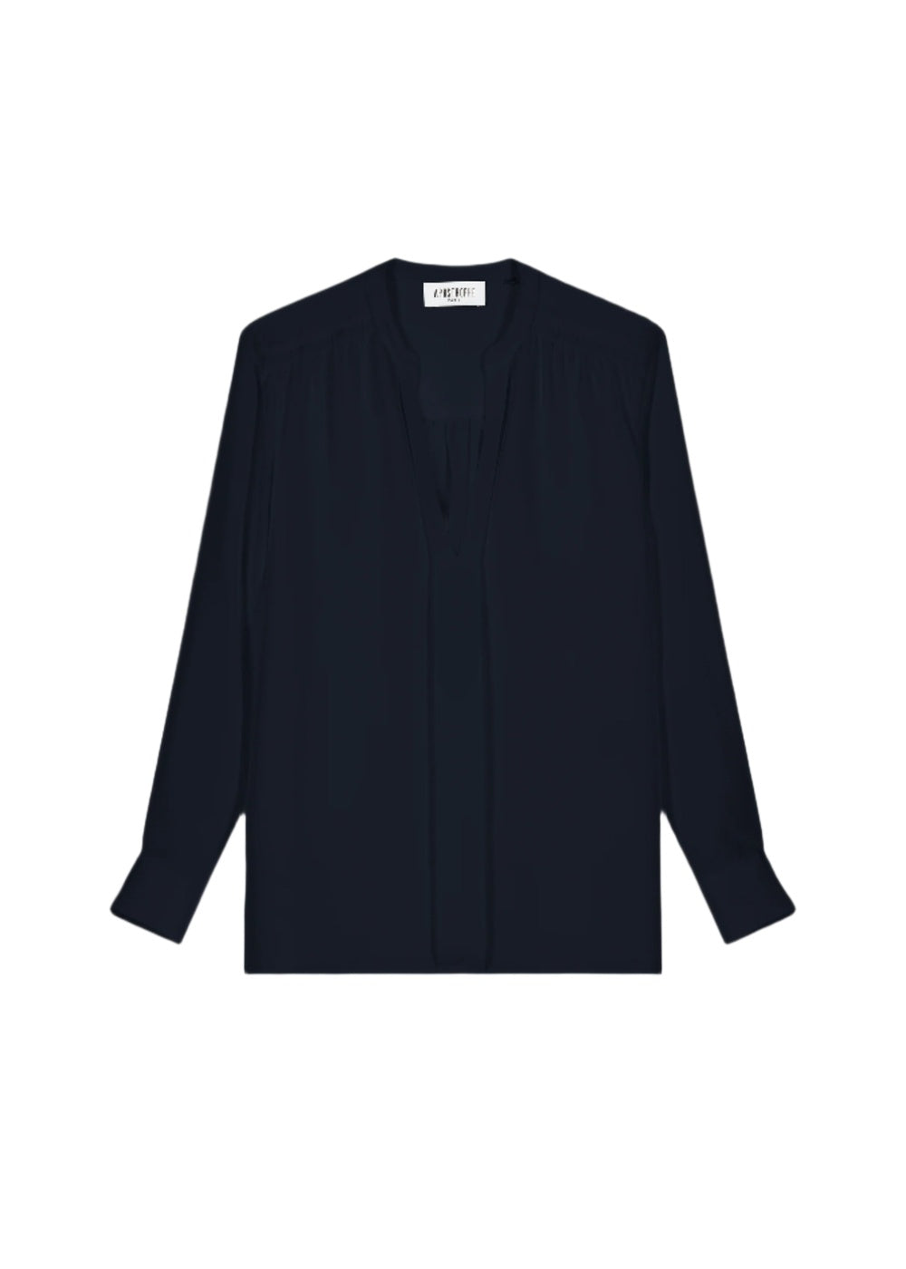 Chemisier col V en soie - Marine