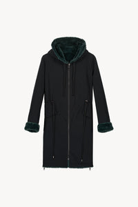 Manteau long a capuche - Noir