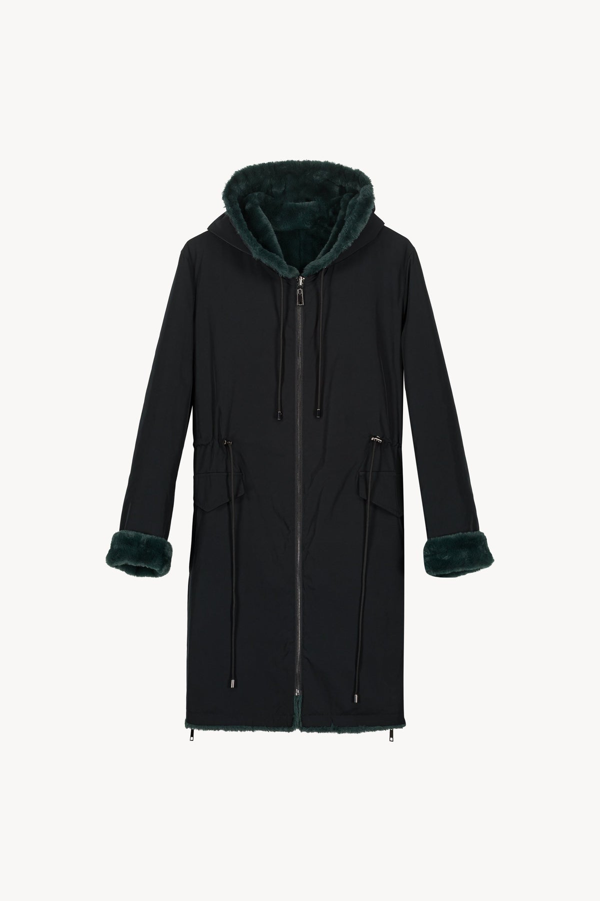 Manteau long a capuche - Noir