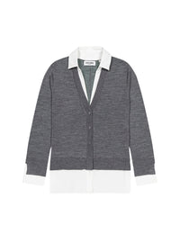Gilet à détail chemise en laine - Gris