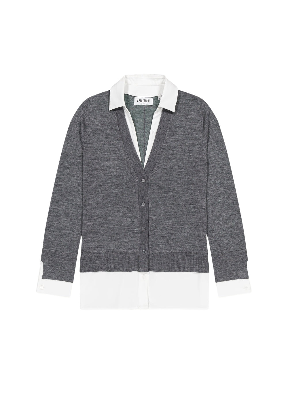 Gilet à détail chemise en laine - Gris