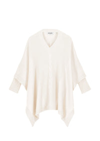 V-neck cashmere poncho jumper - Off-white