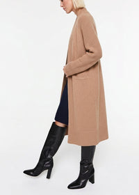 Long wool and cashmere jacket with pockets - Camel