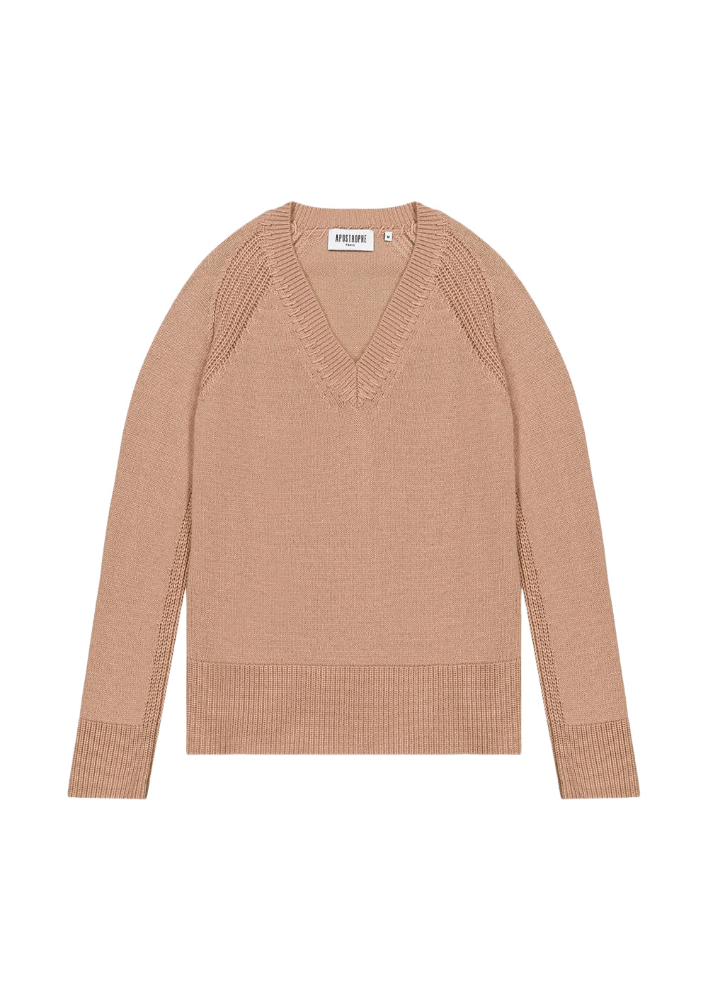 V-neck jumper in wool and cashmere - Camel