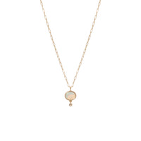 Collier Opale en or jaune sertie de diamant - Rubis & Pierre de soleil