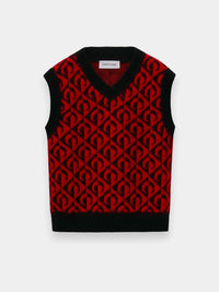 Moon Lozenge Knit V-Neck Vest - Multicolore
