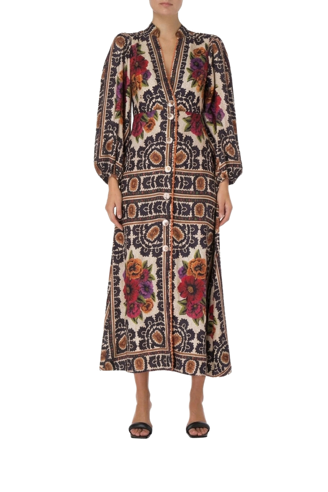 Robe longue Flower Tapestry - Beige