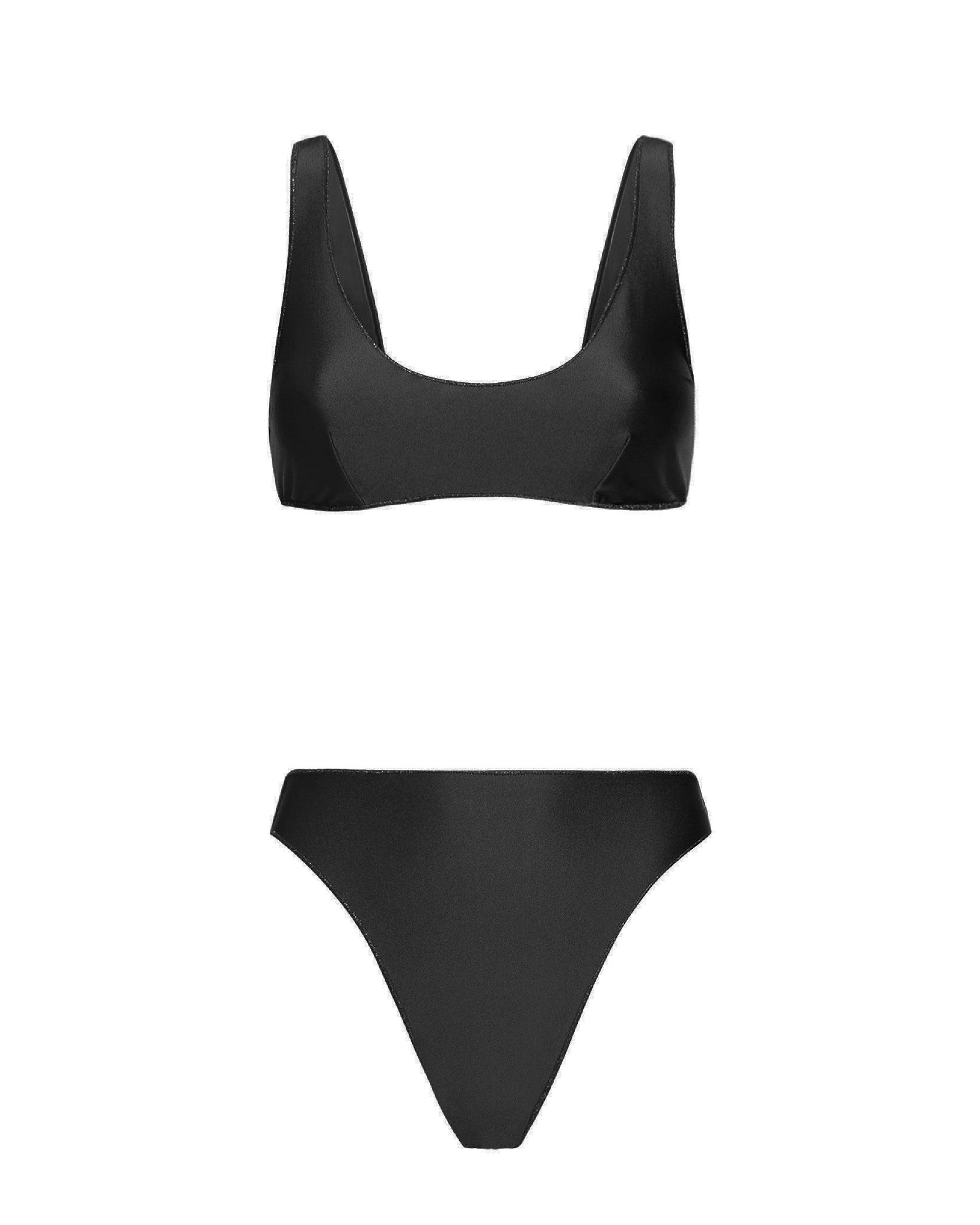 Maillot deux pièces sportif logo 90’s - Black