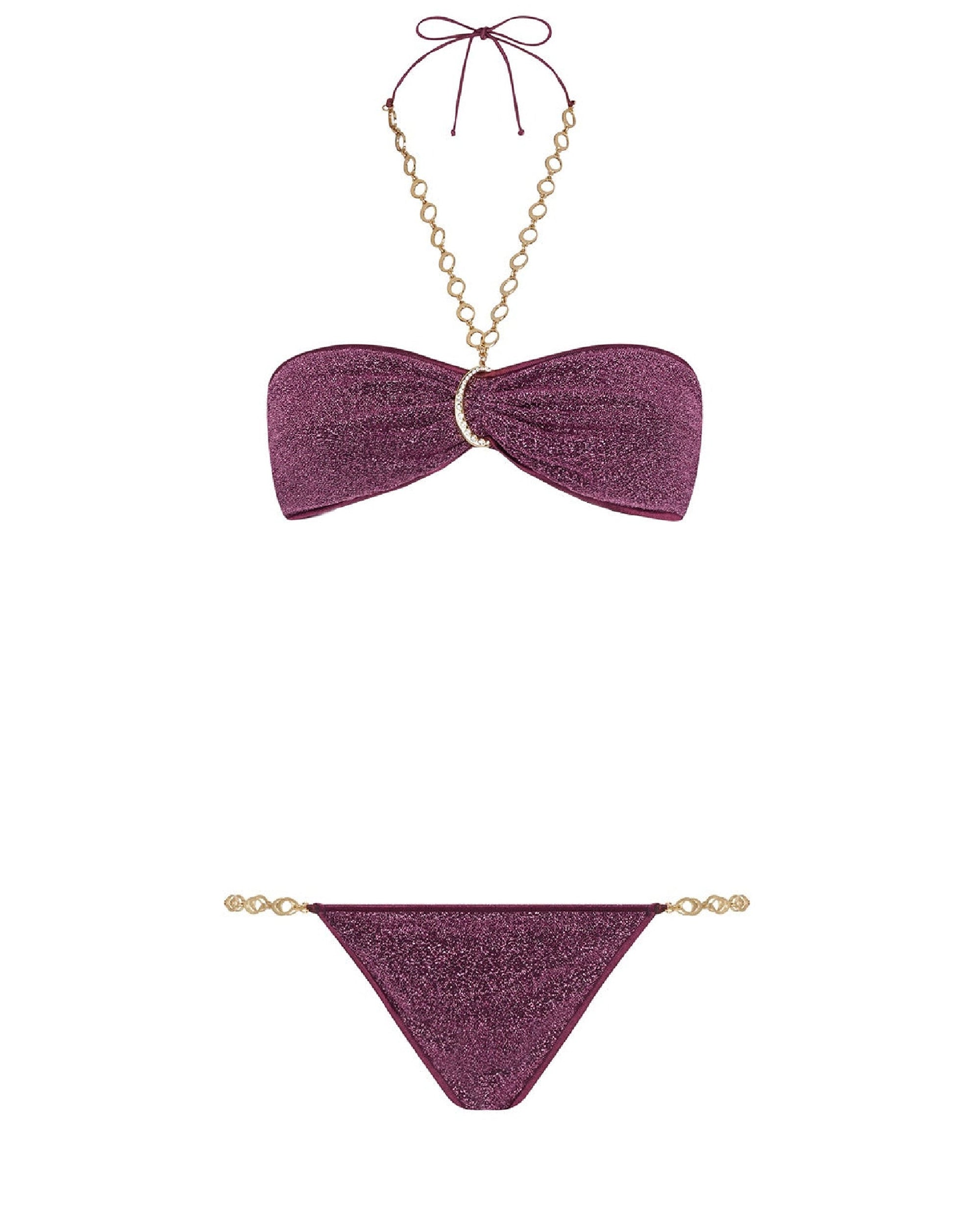 Maillot deux pièces Lumière O-Chain - Aubergine