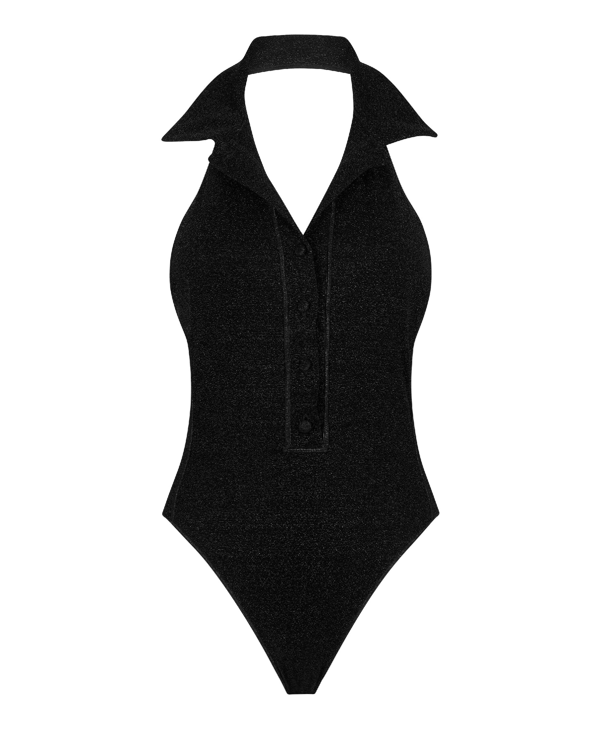 Maillot une pièce style polo Lumière - Black