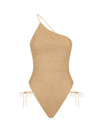 Maillot une pièce asymétrique dentelle Lumière - Gold