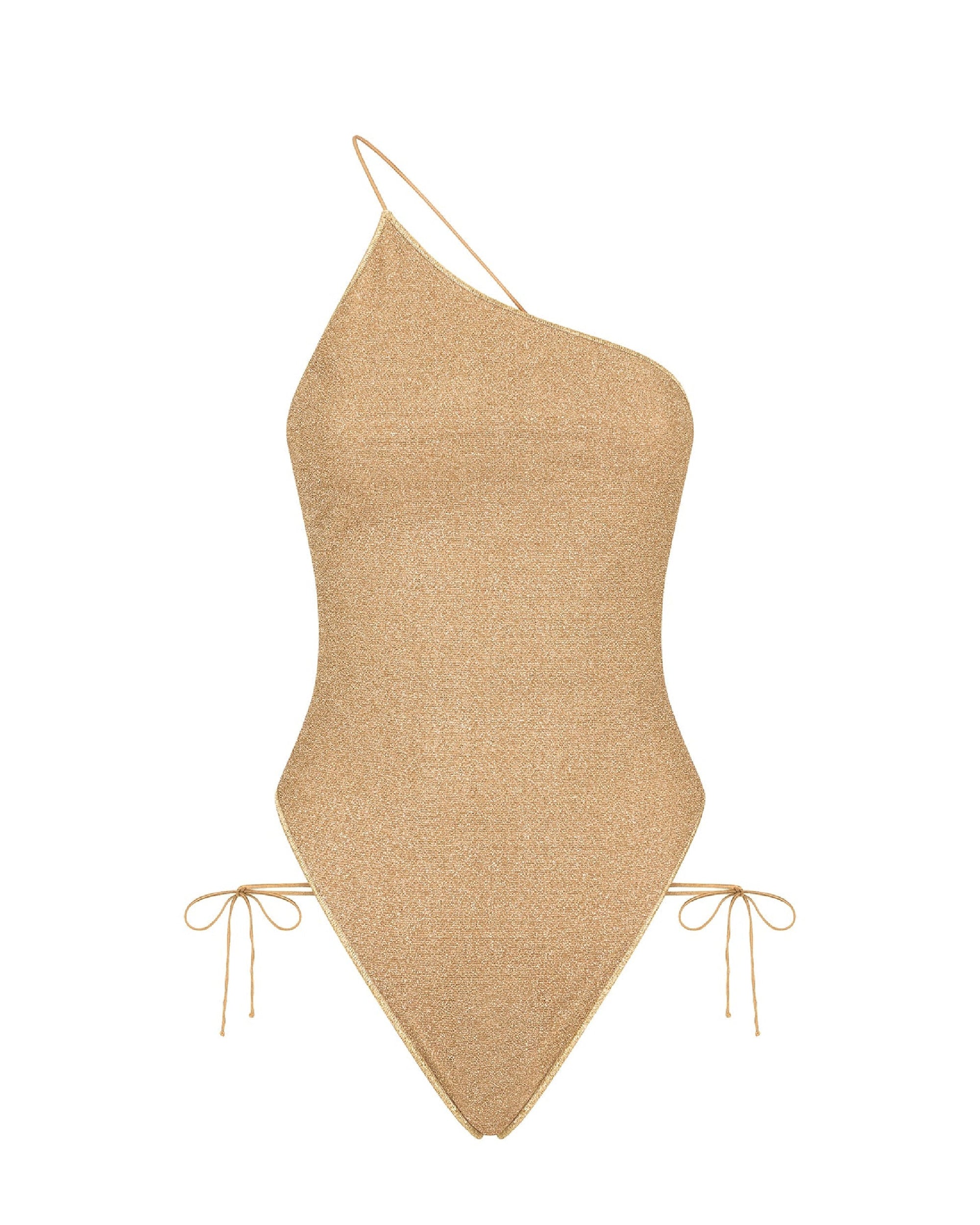 Maillot une pièce asymétrique dentelle Lumière - Gold