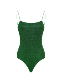 Maillot une pièce bretelles fines à paillettes - Emerald Green