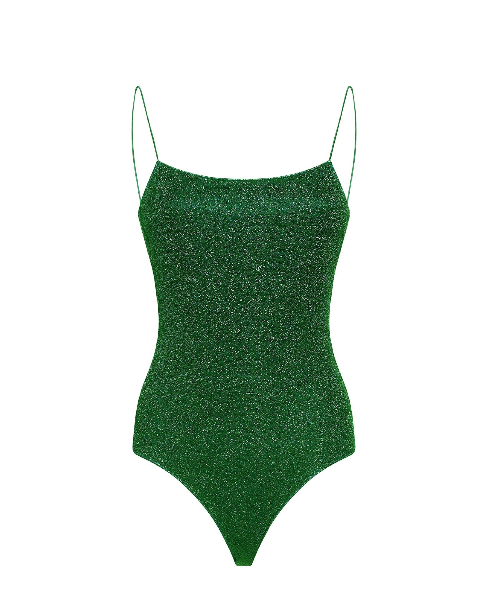 Maillot une pièce bretelles fines à paillettes - Emerald Green