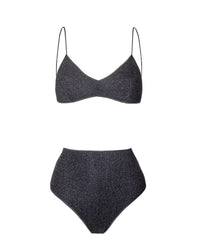 Maillot deux pièces à bretelles fines et paillettes - Black