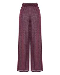 Pantalon fluide et ample à paillettes - Aubergine