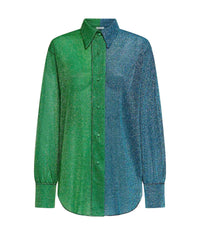 Chemise longue bicolore Lumière - Emerald Green & Ocean Blue