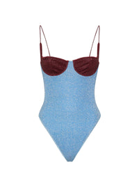 Maillot une pièce balconnet bicolore Lum - Crystal & Burgundy