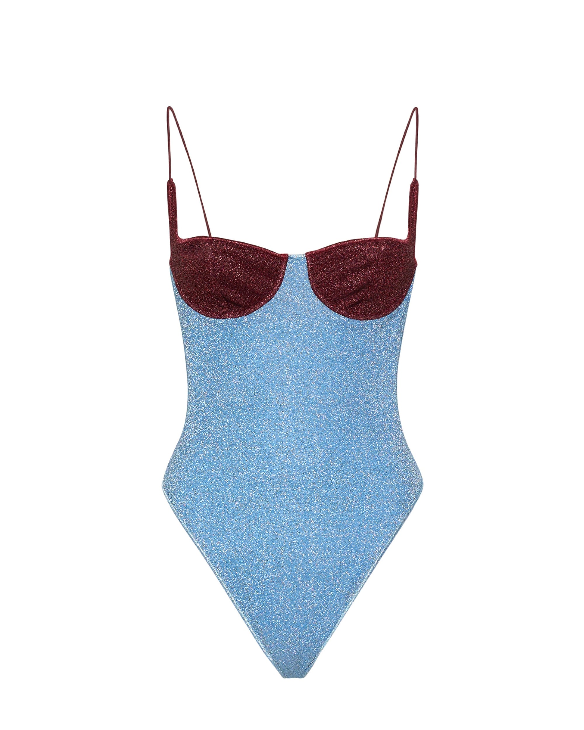 Maillot une pièce balconnet bicolore Lum - Crystal & Burgundy