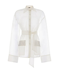 Robe veste Crystal en soie - Ivory