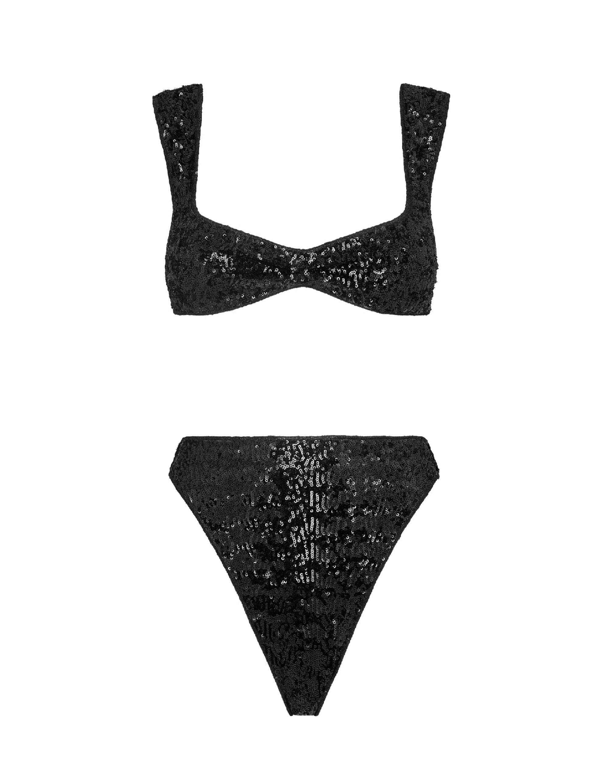 Maillot deux pièces à paillettes - Black
