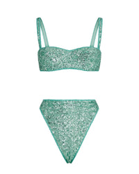 Maillot deux pièces balconnet à paillettes - Aqua