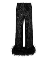 Pantalon effet plumage à paillettes - Black