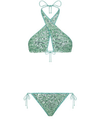 Bikini croisé à paillettes - Aqua