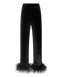 Pantalon effet plumage en velours - Black
