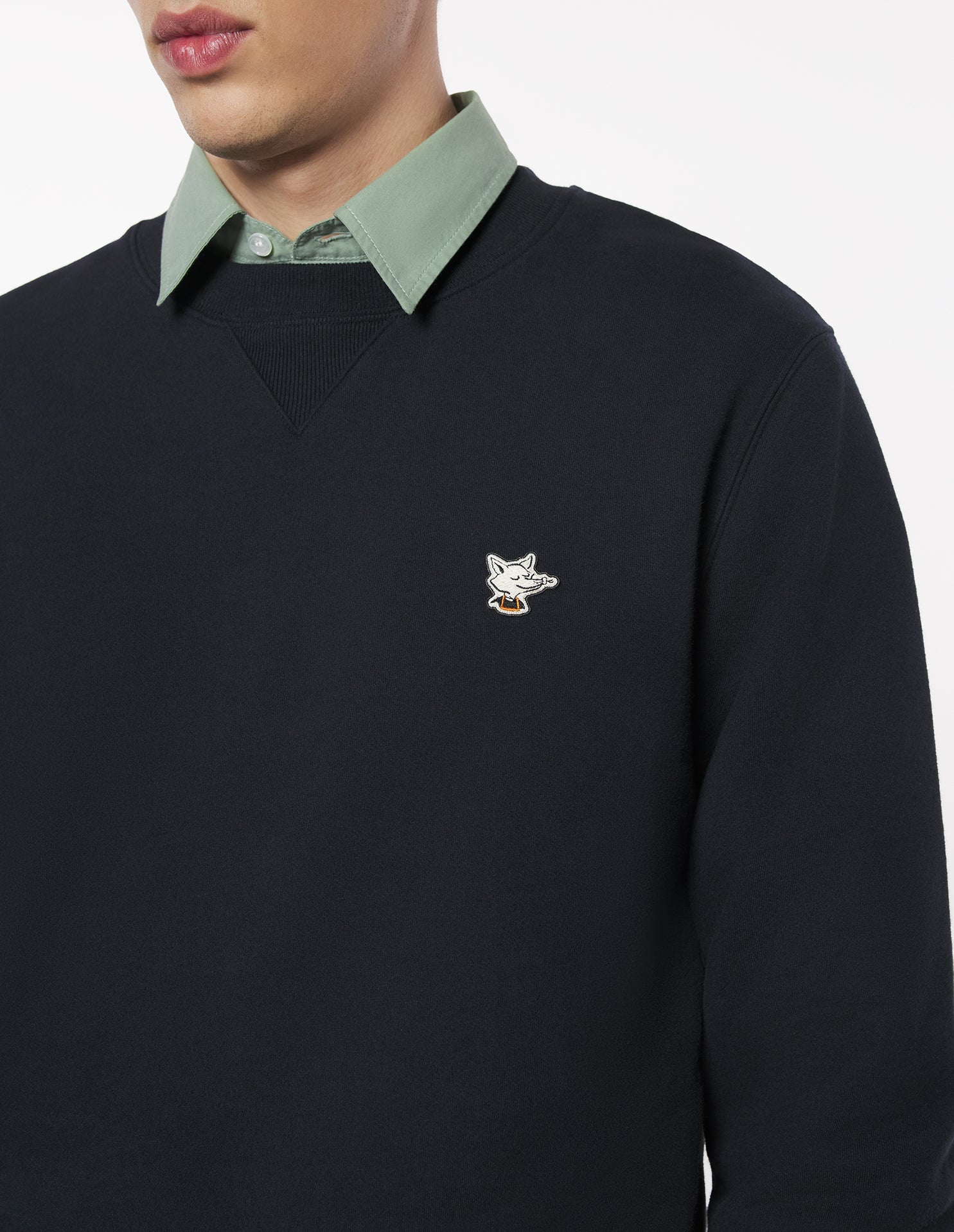 Sweatshirt Café Kitsuné à col rond - Black