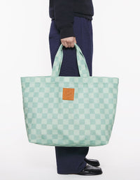 Maxi sac cabas en damier Café Kitsuné - Basile & Lime Pattern