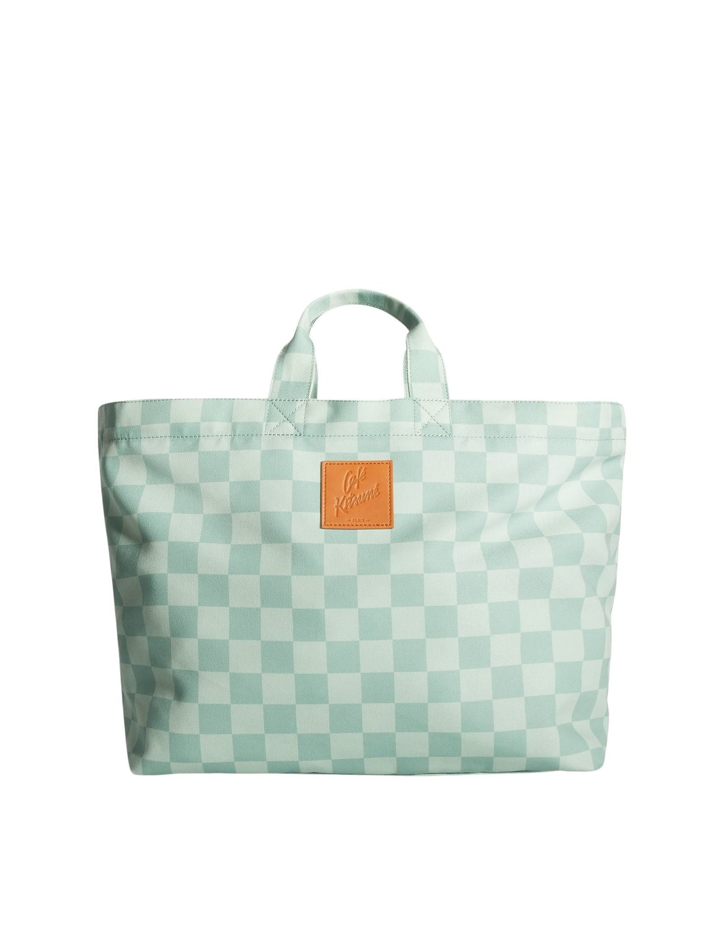 Maxi sac cabas en damier Café Kitsuné - Basile & Lime Pattern