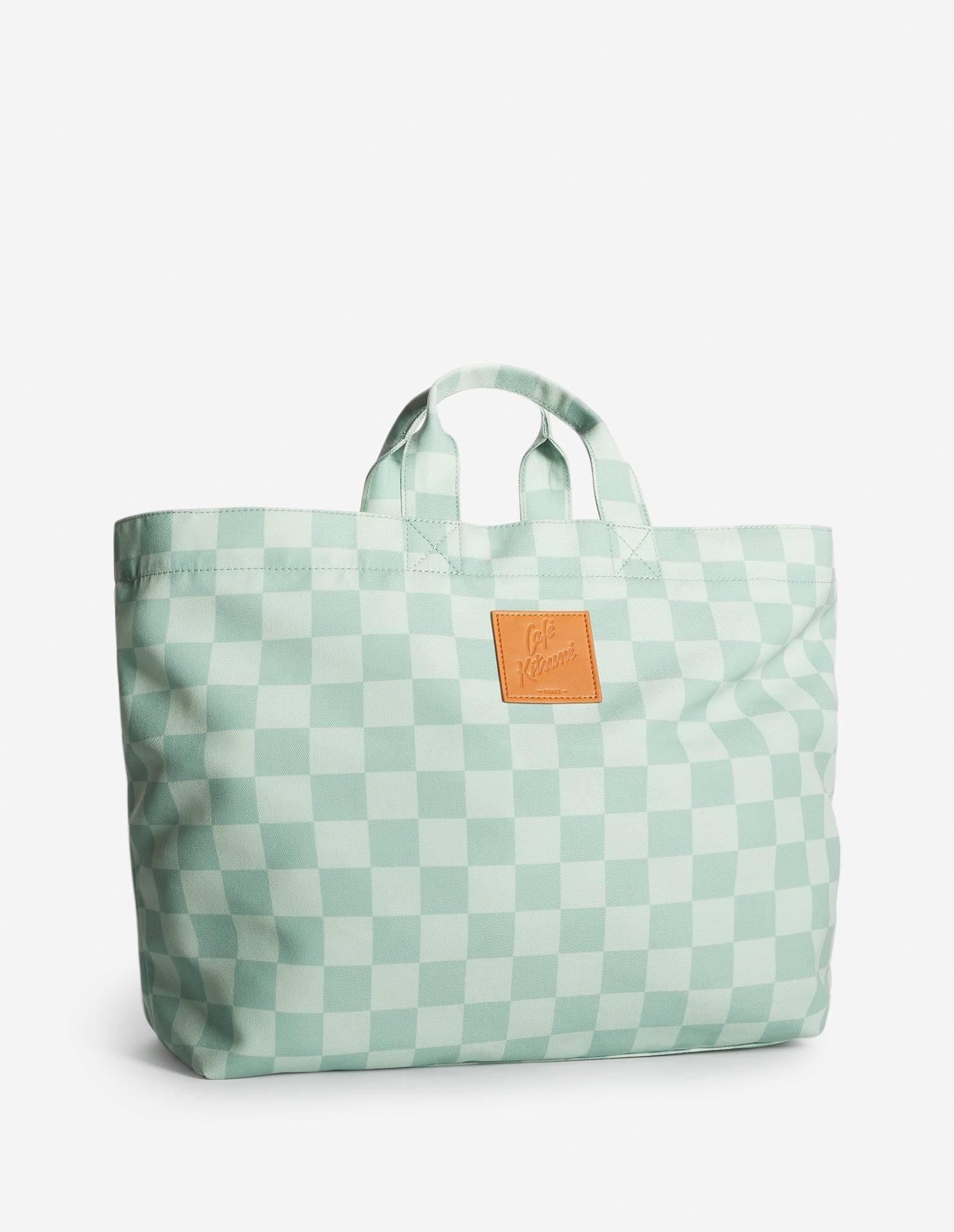 Maxi sac cabas en damier Café Kitsuné - Basile & Lime Pattern