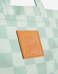 Maxi sac cabas en damier Café Kitsuné - Basile & Lime Pattern