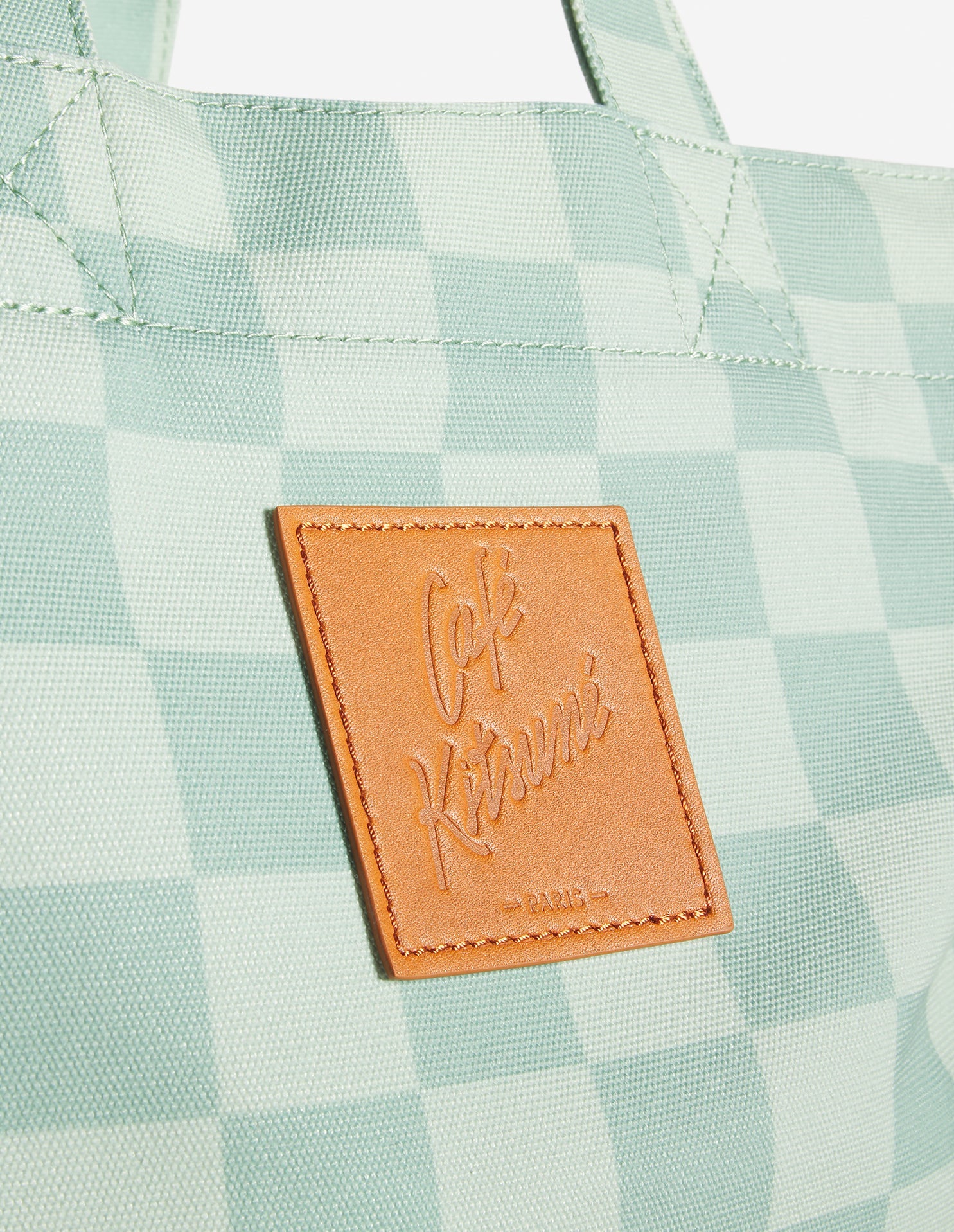 Maxi sac cabas en damier Café Kitsuné - Basile & Lime Pattern