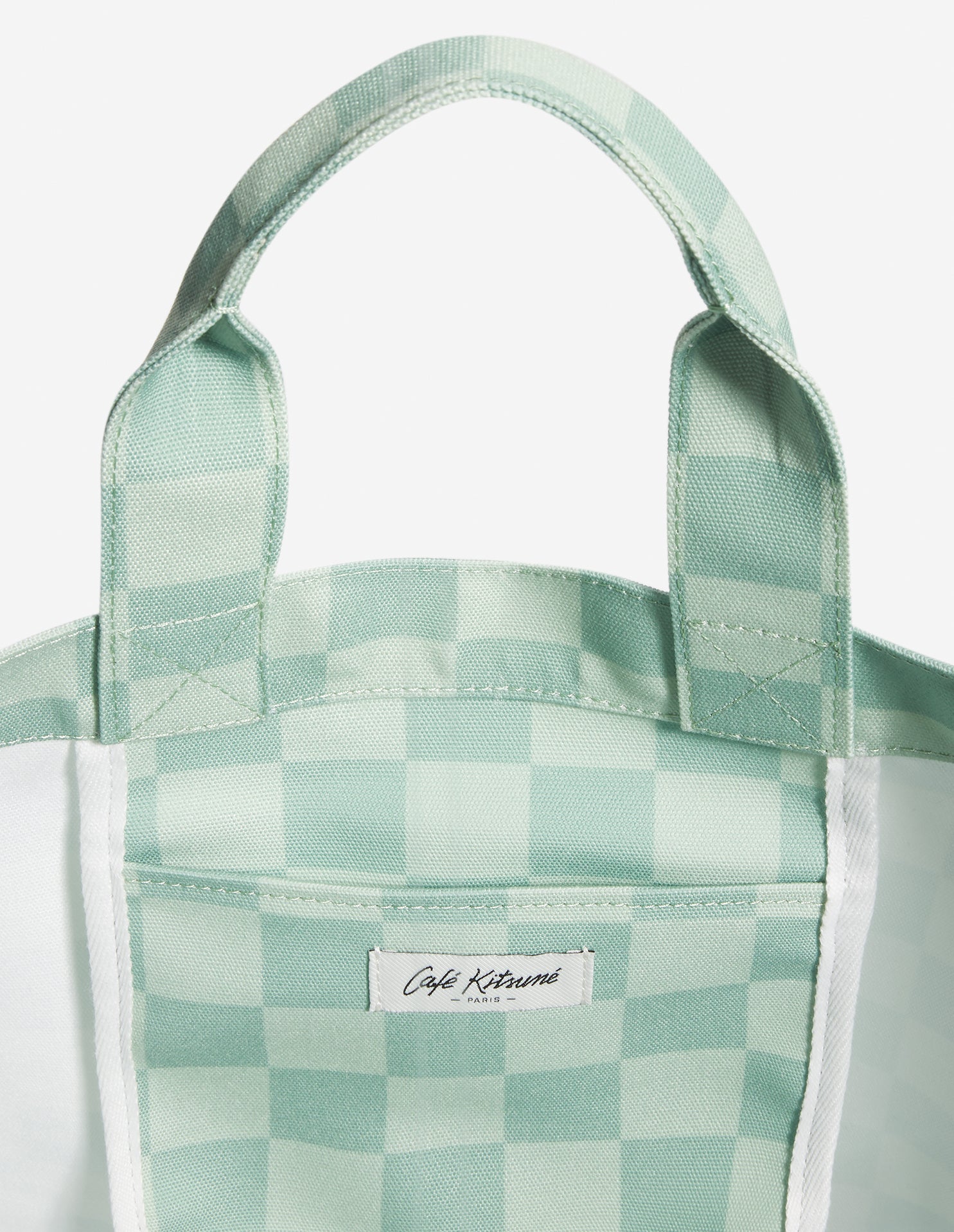 Maxi checkerboard tote bag Café Kitsuné - Basile & Lime Pattern