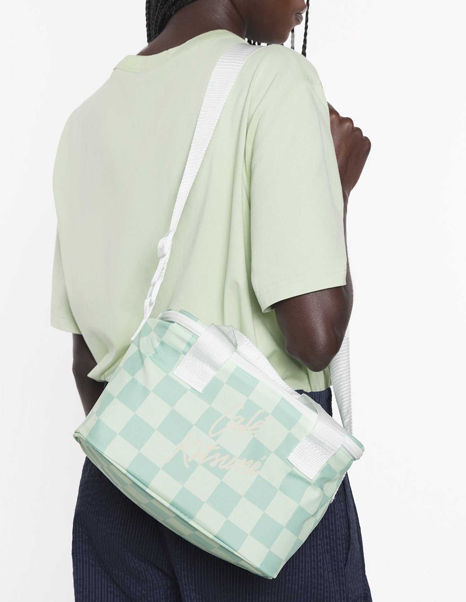 Checkerboard cooler bag - Basile & Lime Pattern