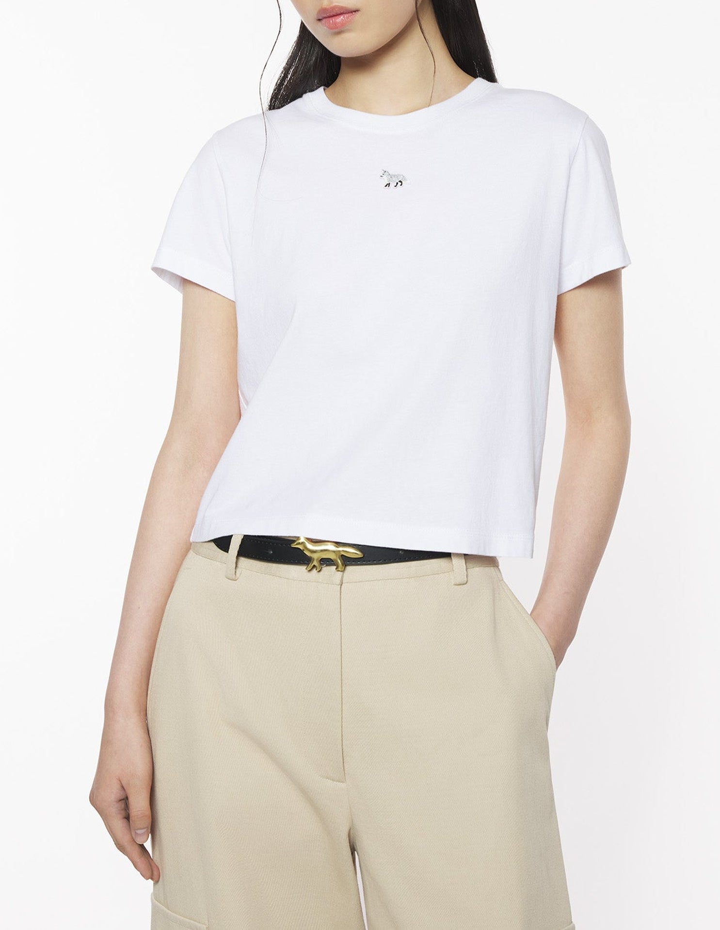 T-shirt Baby Fox court avec écusson - White