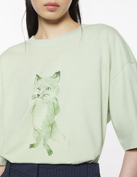 Boxy T-shirt with print - Laurel Green