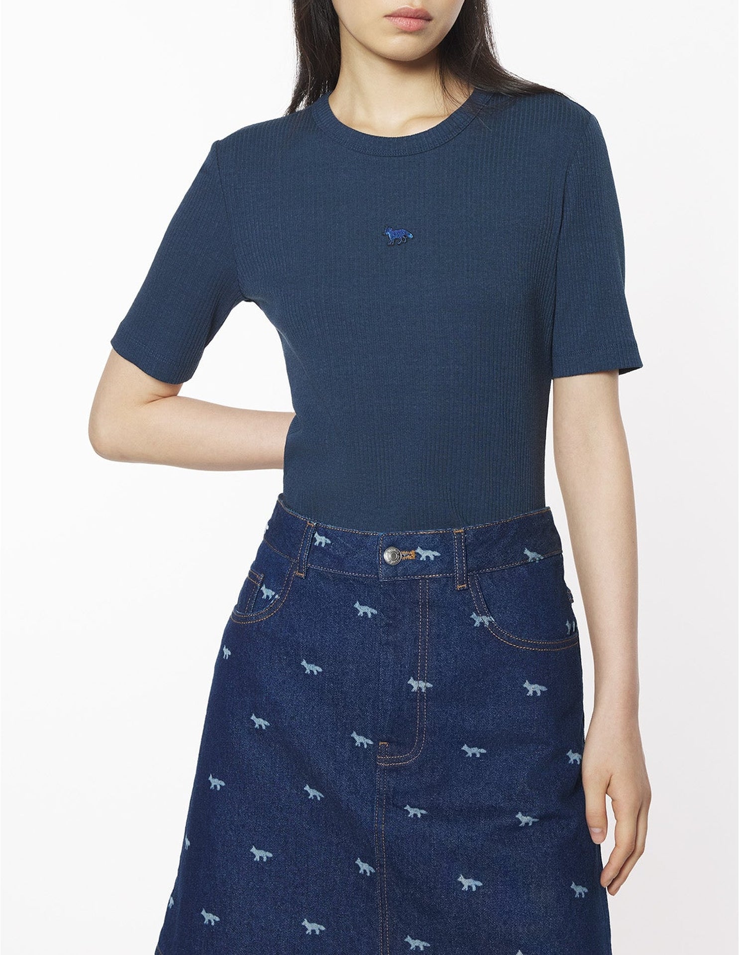 T-shirt Baby Fox avec écusson - Ink Blue
