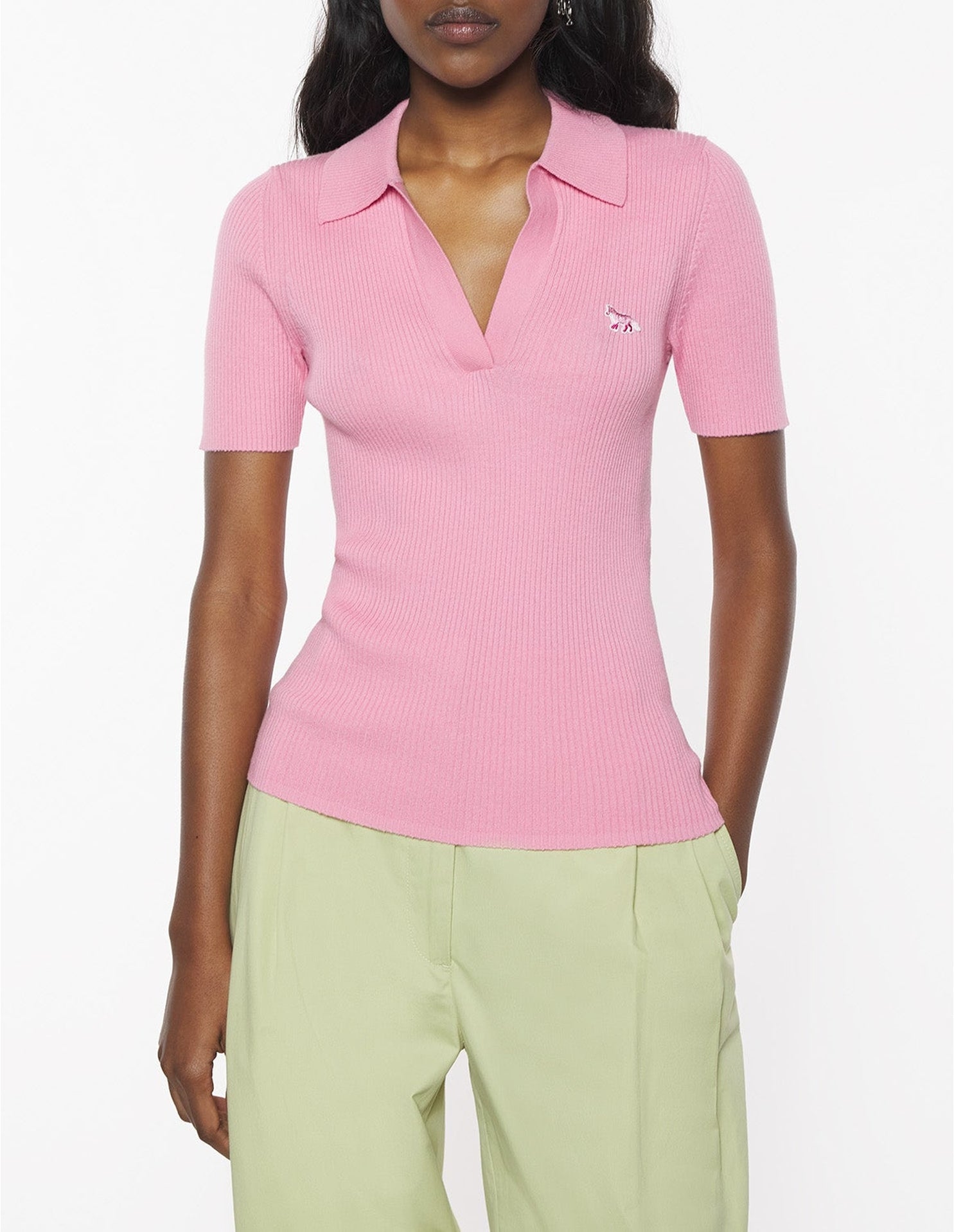 Baby Fox polo shirt with wool badge - Strawberry