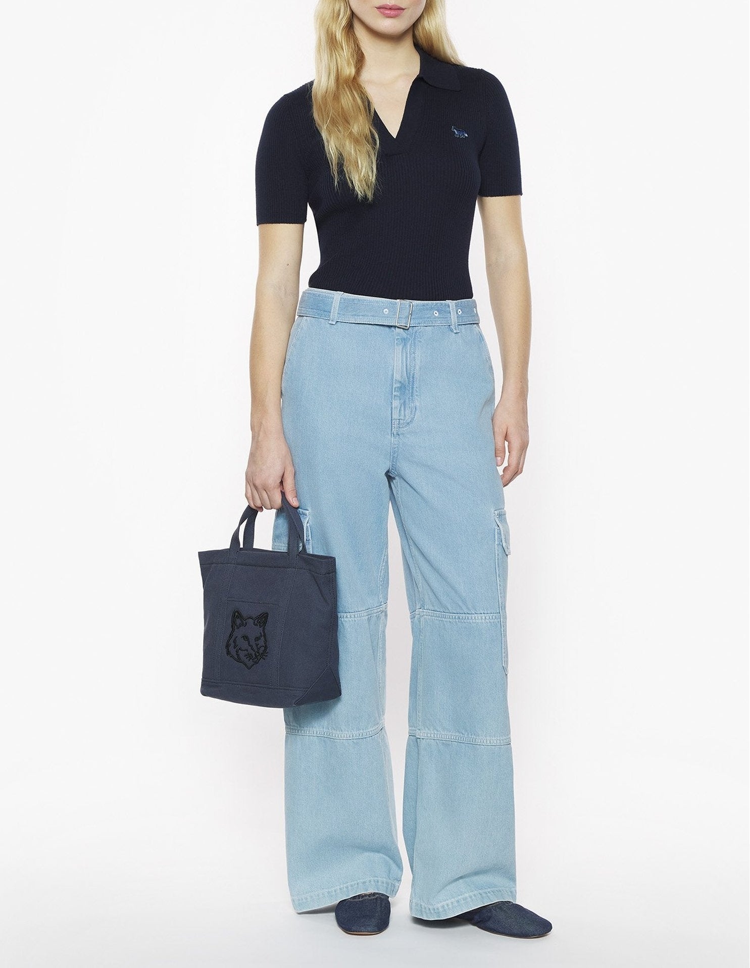 Polo Baby Fox avec écusson en laine - Navy