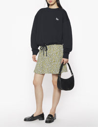 Baby Fox Patch Drawstring Sweatshirt - Black