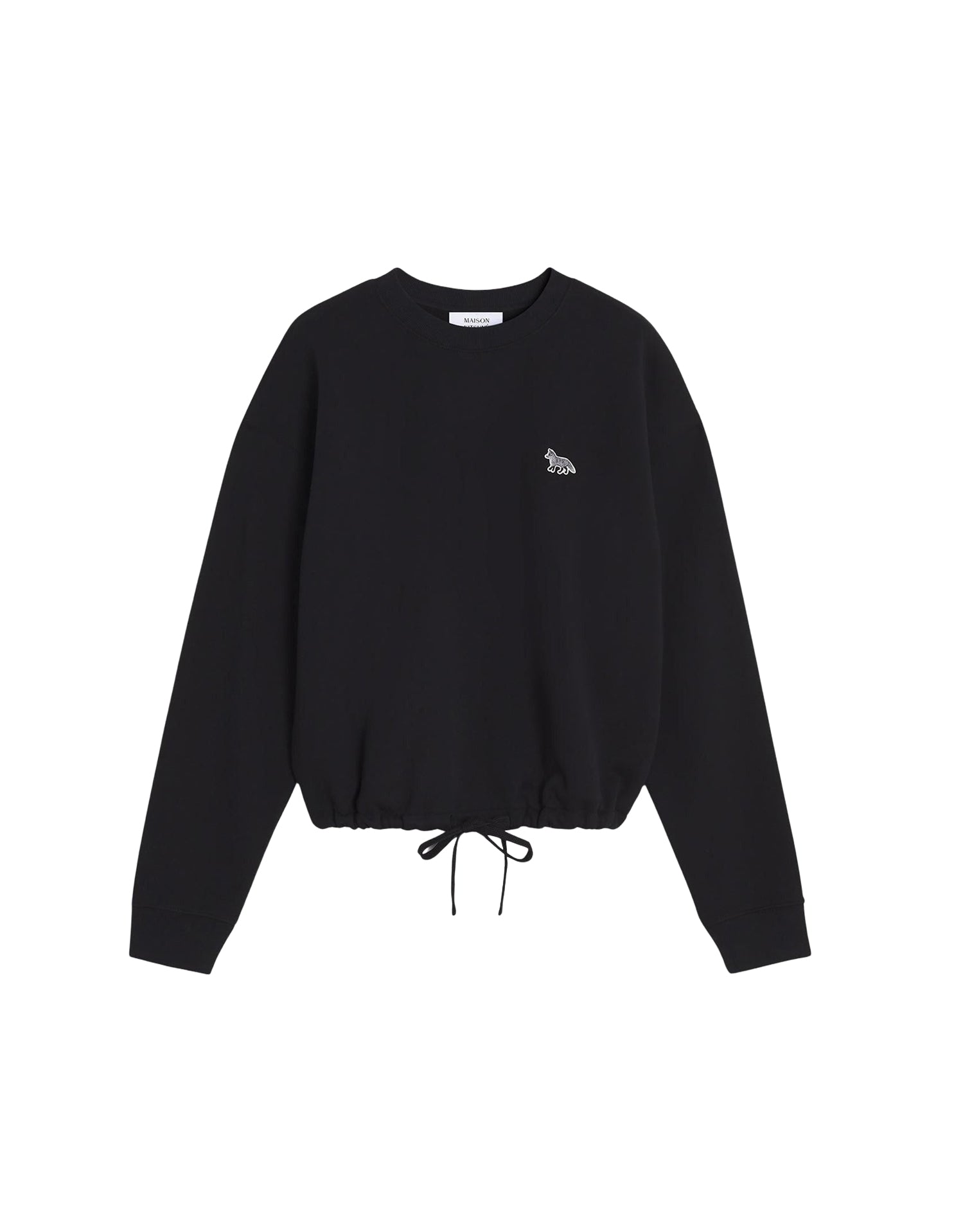 Baby Fox Patch Drawstring Sweatshirt - Black