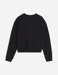 Baby Fox Patch Drawstring Sweatshirt - Black