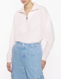 Truck-neck sweatshirt with embossed logo - Pink Fizz