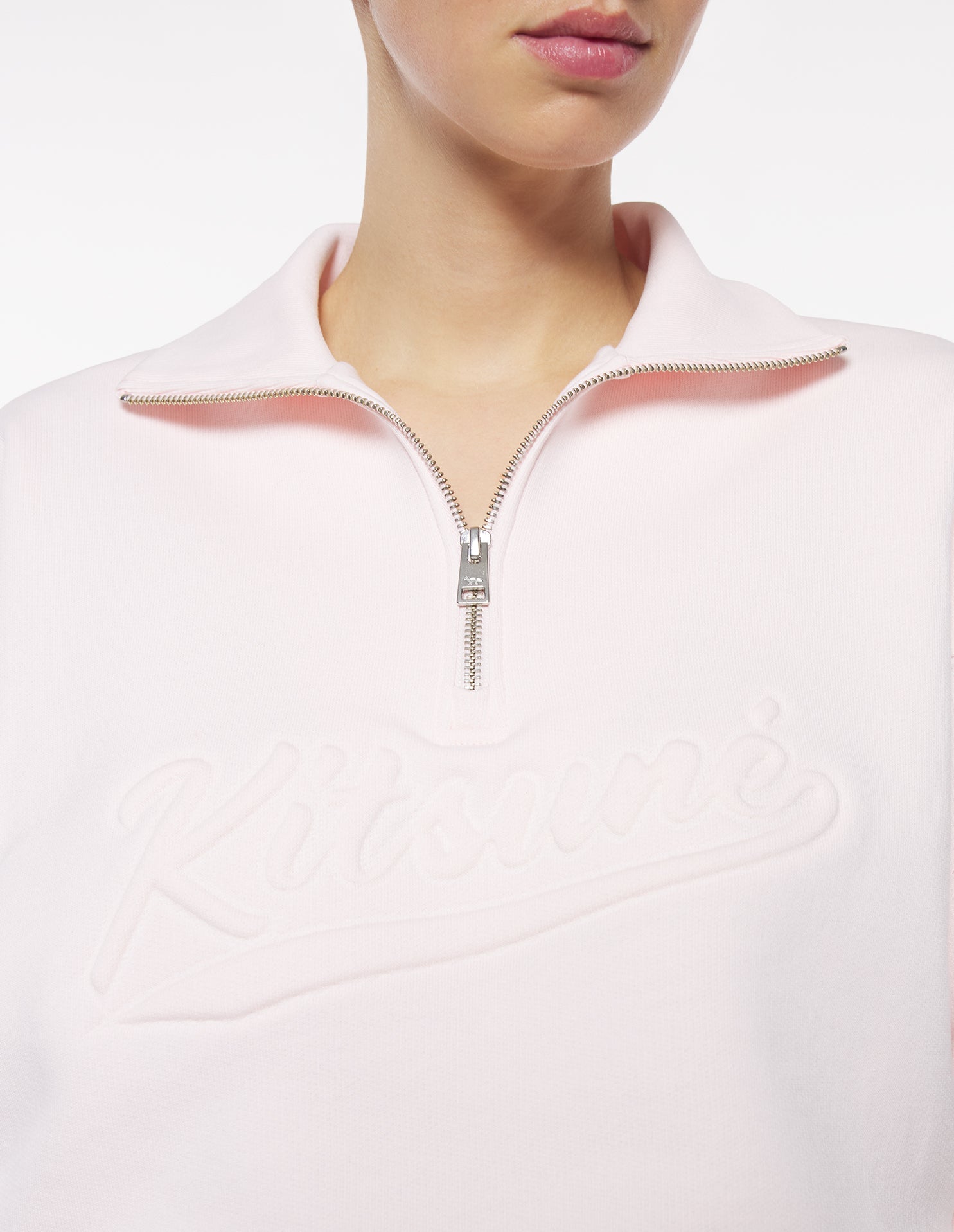Truck-neck sweatshirt with embossed logo - Pink Fizz