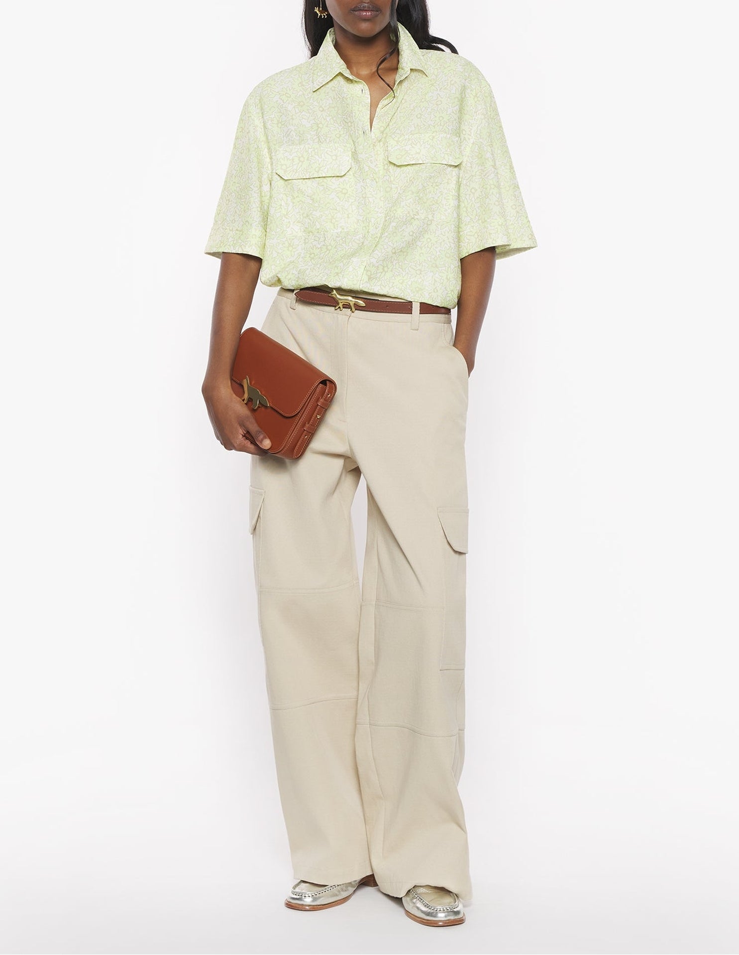 Loose-fitting short-sleeved shirt - Lime Print